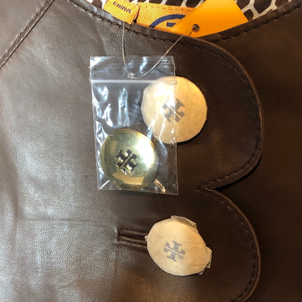 LAST DAY FINAL PRICE Tory Burch Cordelia Leather Jacket/Dress Brown 4 - Picture 7 of 14